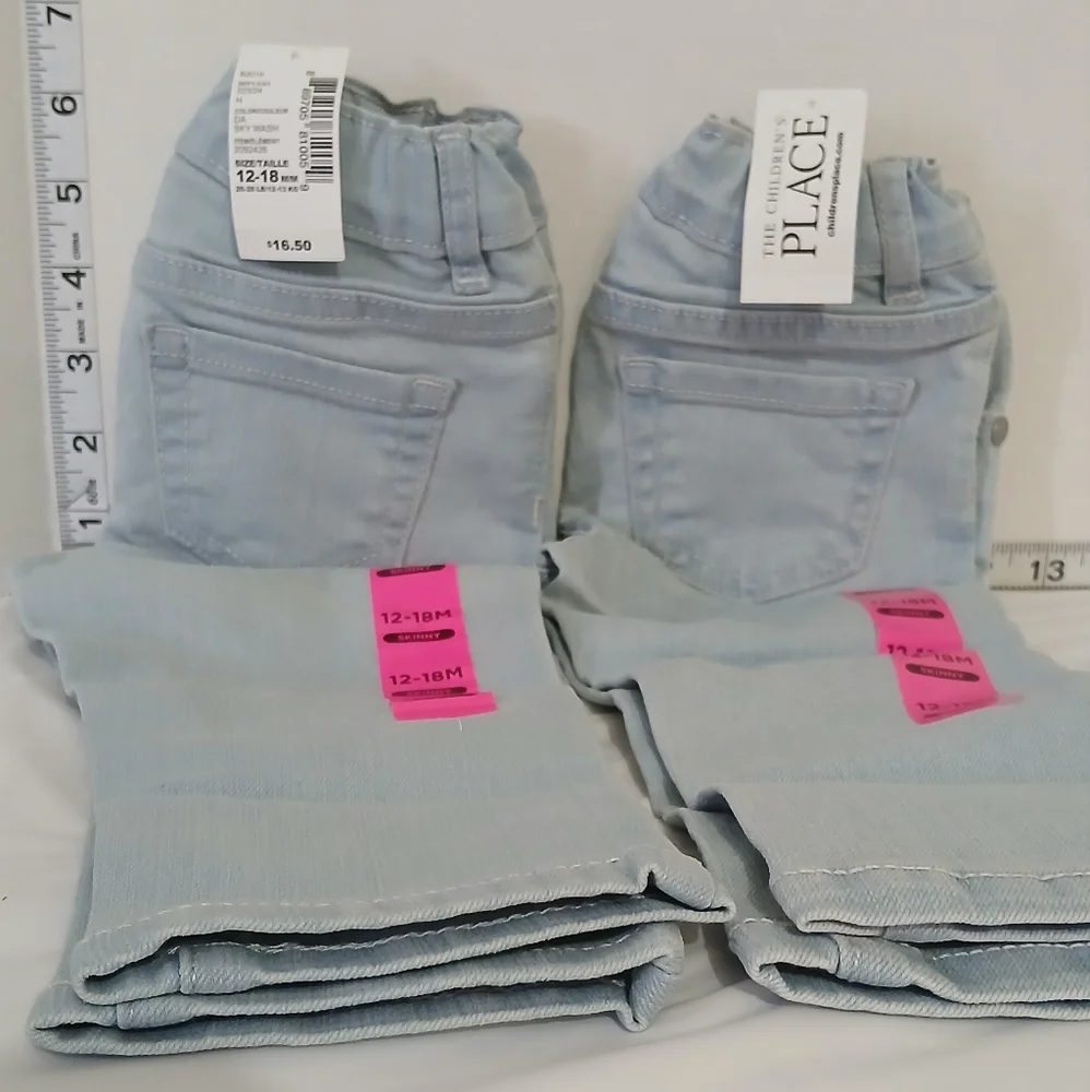 THE CHILDREN'S‎ PLACE SKY WASH GIRLS JEANS BUNDLE 12-18 MONTHS SET OF TWO